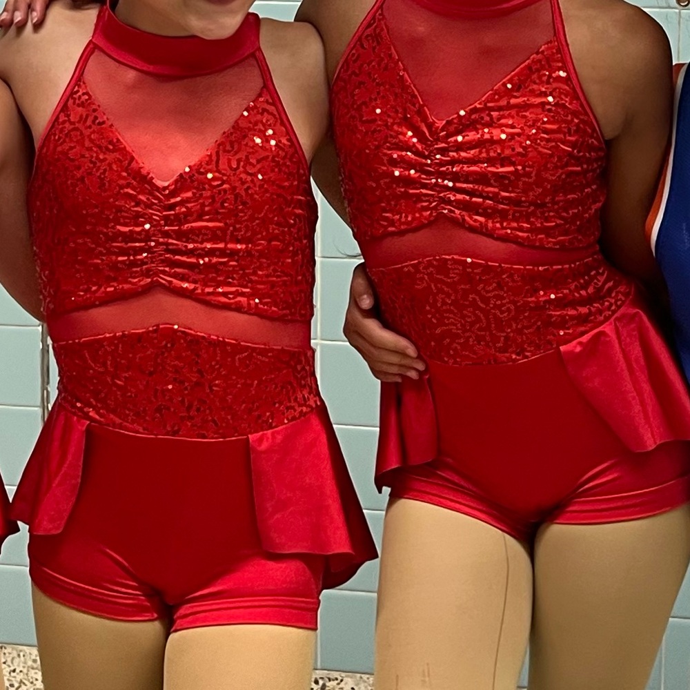 Red Dance Costume with Sequin Detail